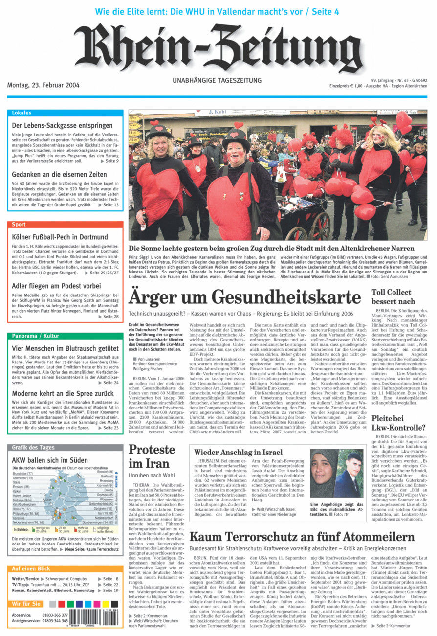 Rhein-Zeitung Kreis Altenkirchen vom Montag, 23.02.2004
