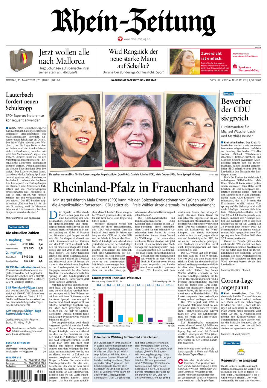 Rhein-Zeitung Kreis Altenkirchen vom Montag, 15.03.2021