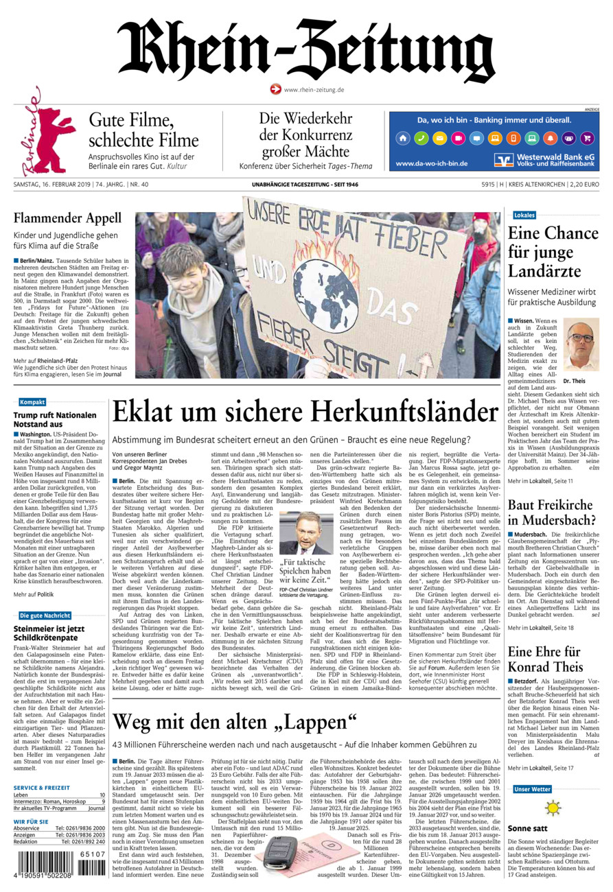 Rhein-Zeitung Kreis Altenkirchen vom Samstag, 16.02.2019