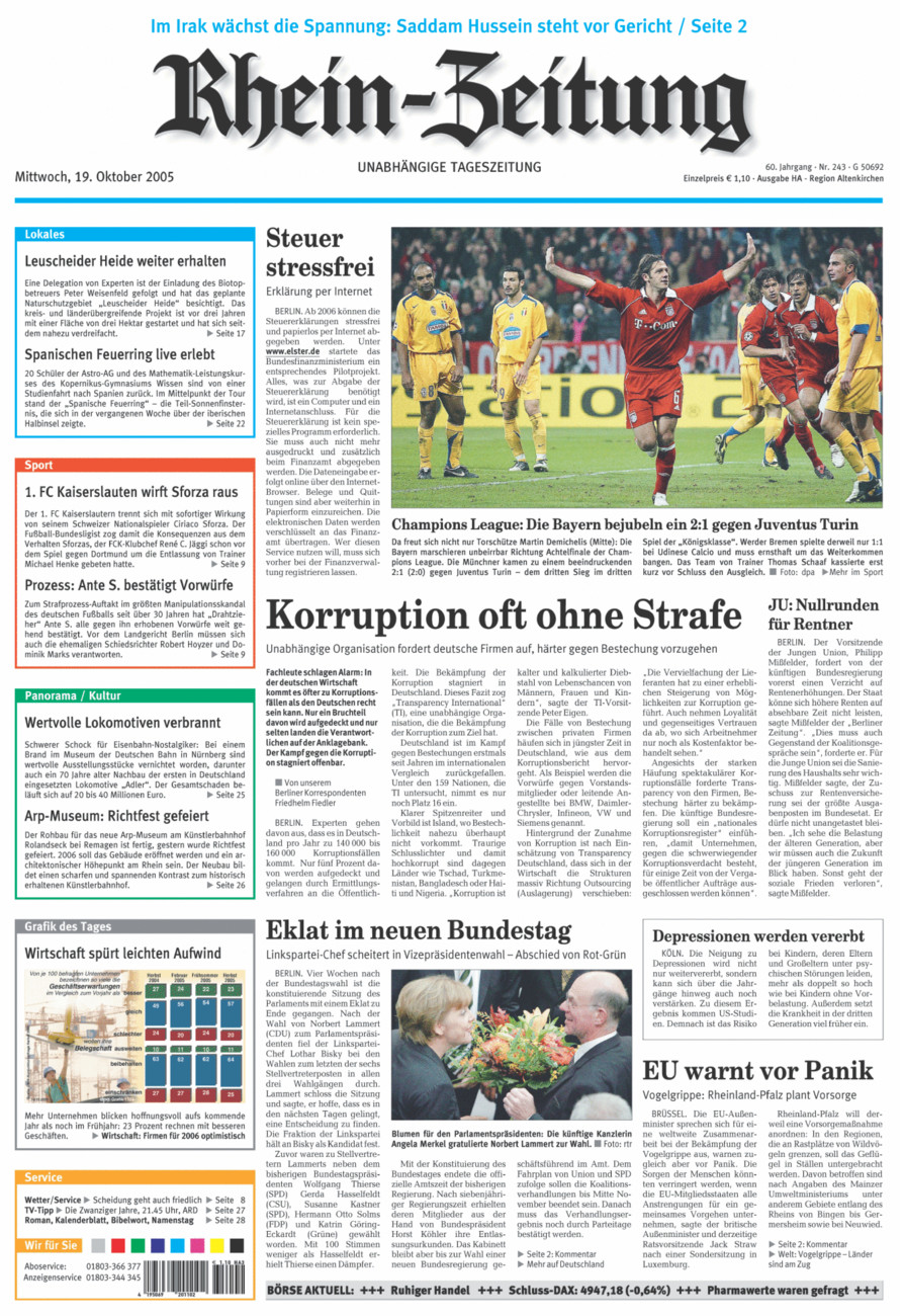 Rhein-Zeitung Kreis Altenkirchen vom Mittwoch, 19.10.2005
