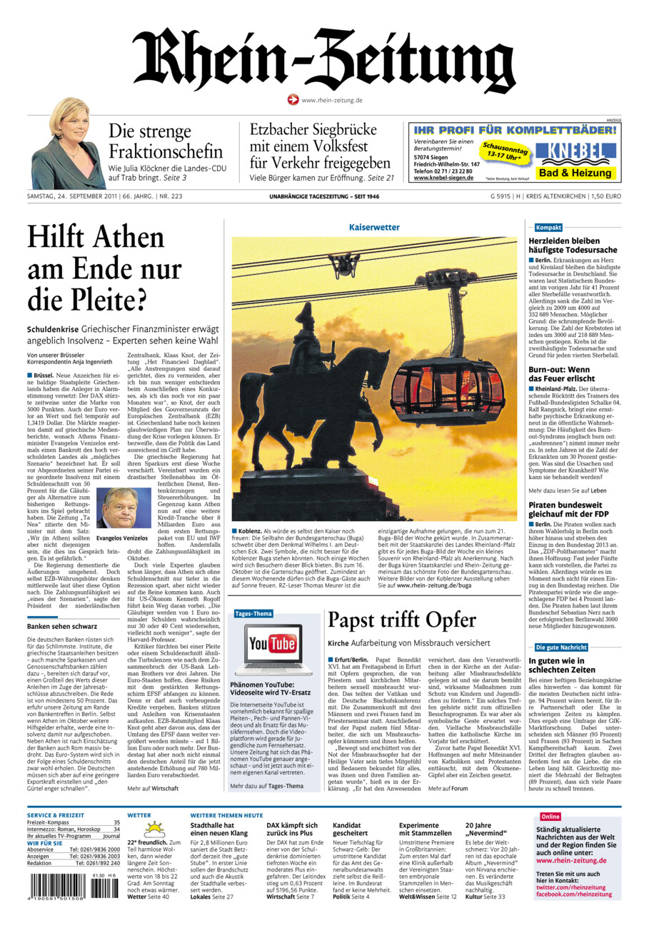 Rhein-Zeitung Kreis Altenkirchen vom Samstag, 24.09.2011