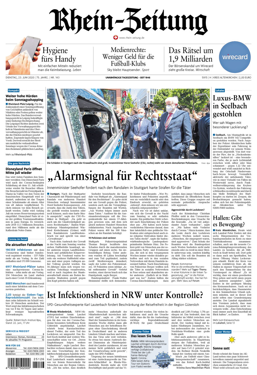 Rhein-Zeitung Kreis Altenkirchen vom Dienstag, 23.06.2020