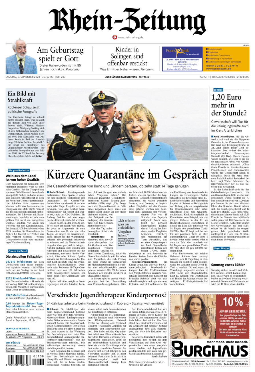 Rhein-Zeitung Kreis Altenkirchen vom Samstag, 05.09.2020