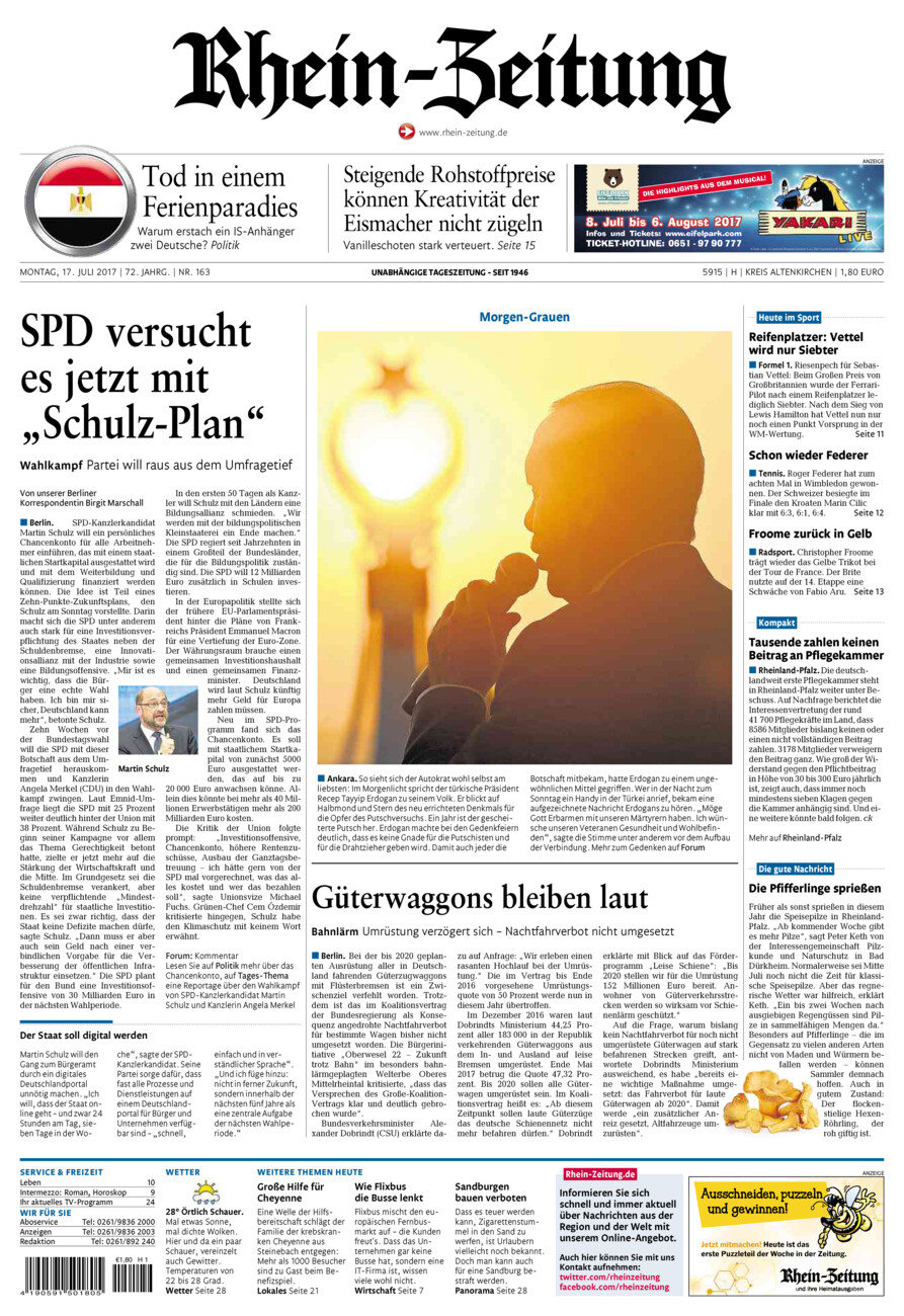Rhein-Zeitung Kreis Altenkirchen vom Montag, 17.07.2017