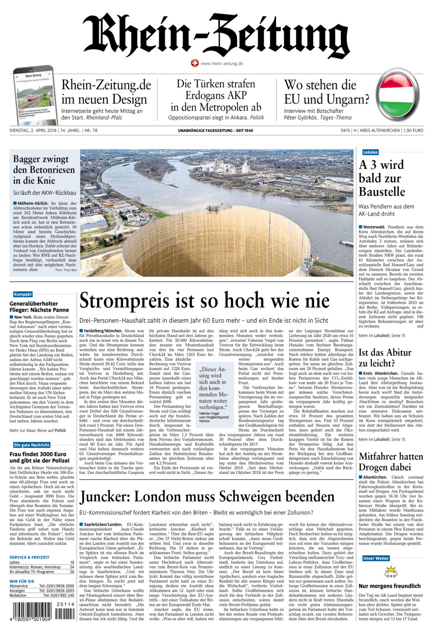 Rhein-Zeitung Kreis Altenkirchen vom Dienstag, 02.04.2019