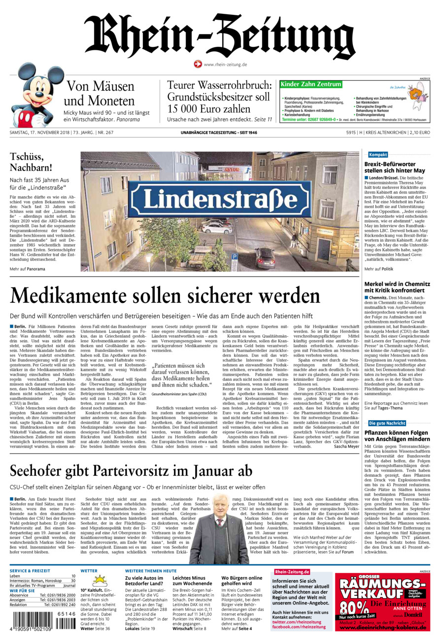 Rhein-Zeitung Kreis Altenkirchen vom Samstag, 17.11.2018
