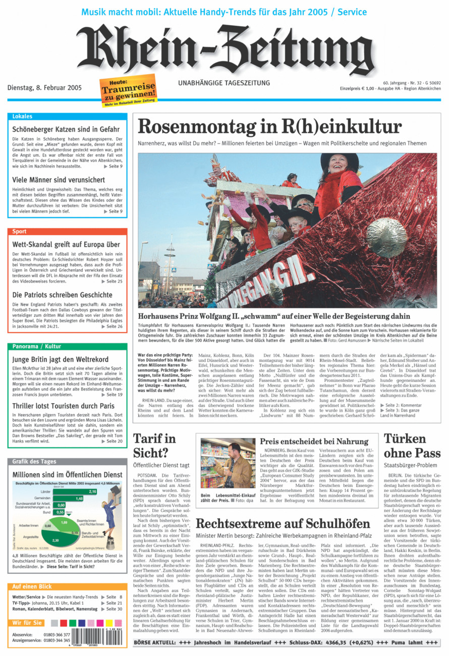 Rhein-Zeitung Kreis Altenkirchen vom Dienstag, 08.02.2005