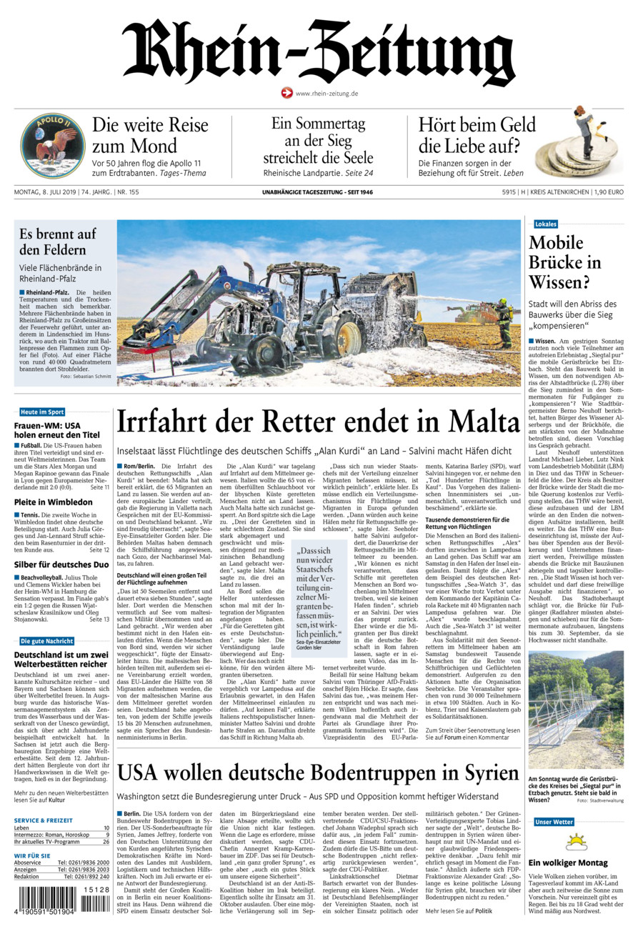 Rhein-Zeitung Kreis Altenkirchen vom Montag, 08.07.2019