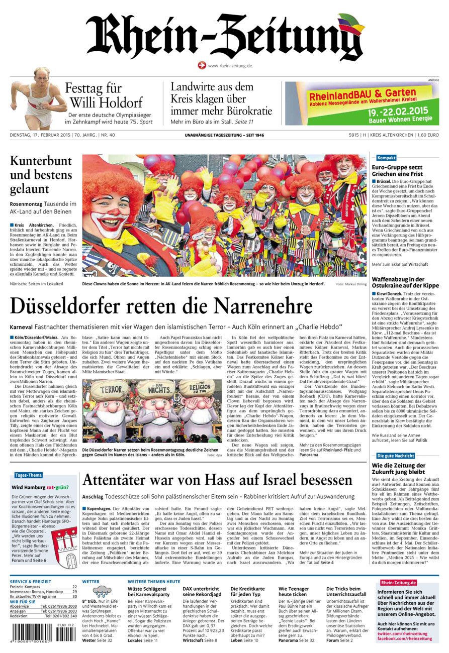 Rhein-Zeitung Kreis Altenkirchen vom Dienstag, 17.02.2015