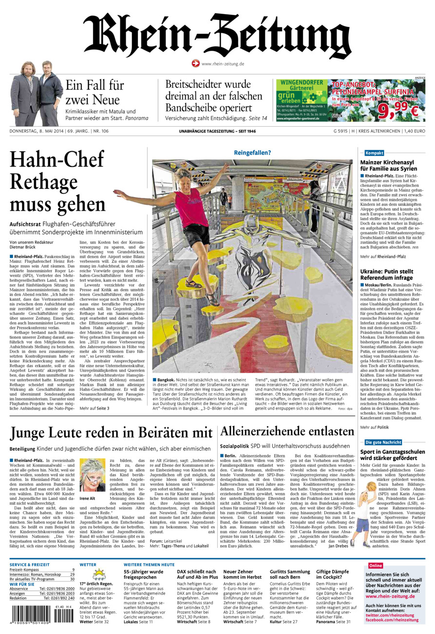Rhein-Zeitung Kreis Altenkirchen vom Donnerstag, 08.05.2014