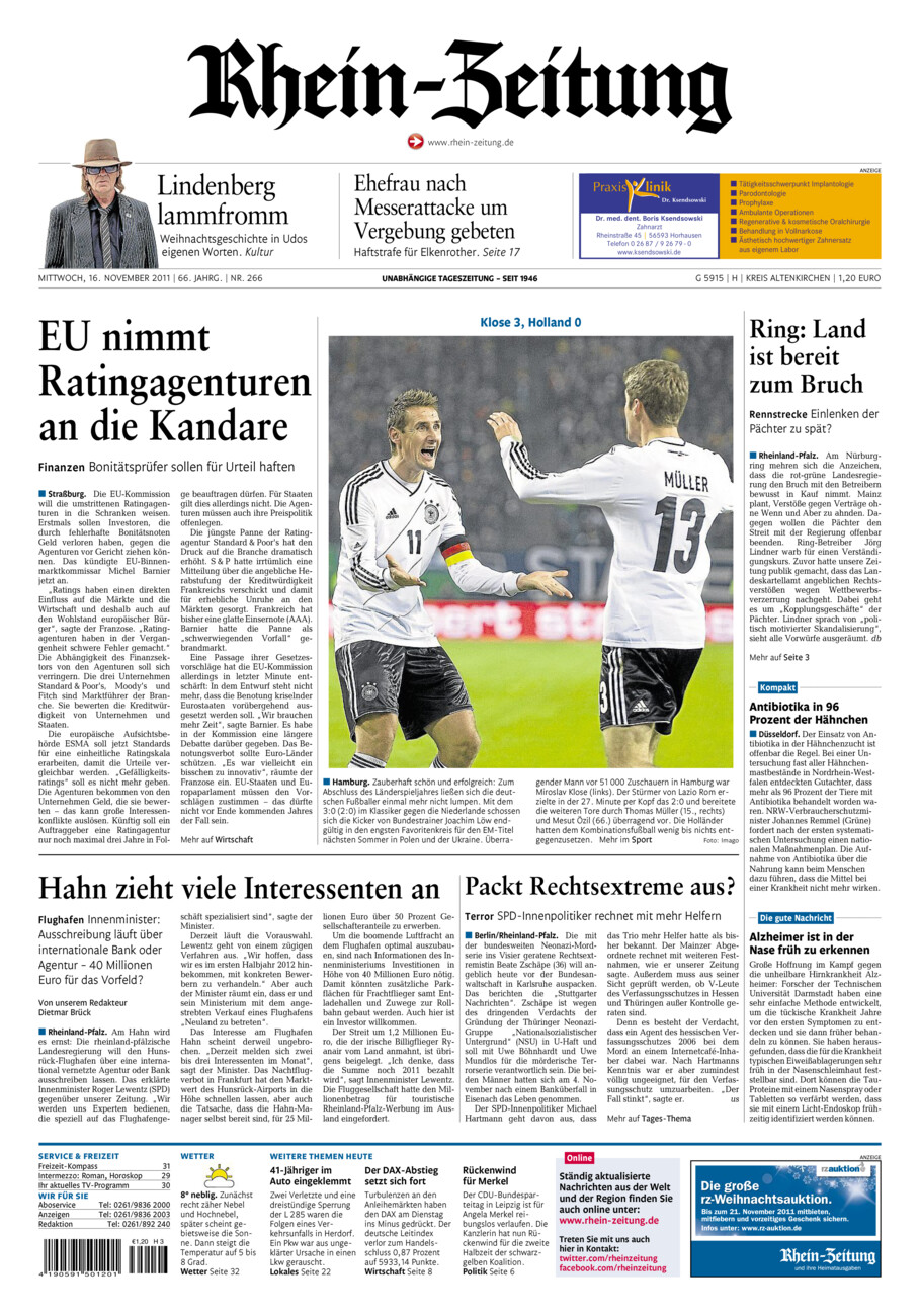 Rhein-Zeitung Kreis Altenkirchen vom Mittwoch, 16.11.2011