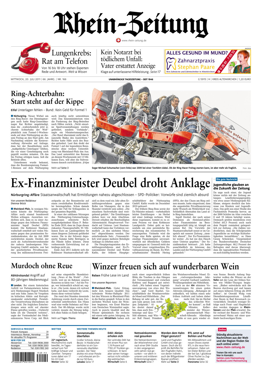 Rhein-Zeitung Kreis Altenkirchen vom Mittwoch, 20.07.2011