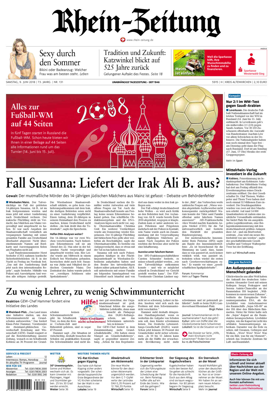 Rhein-Zeitung Kreis Altenkirchen vom Samstag, 09.06.2018