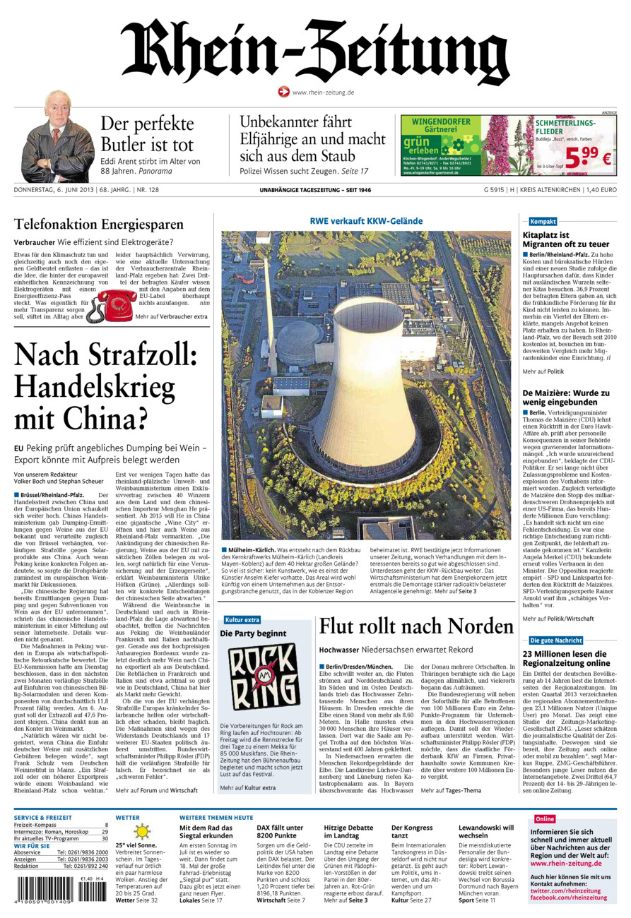 Rhein-Zeitung Kreis Altenkirchen vom Donnerstag, 06.06.2013