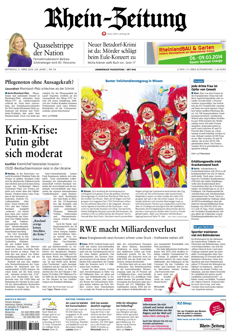 Rhein-Zeitung Kreis Altenkirchen vom Mittwoch, 05.03.2014