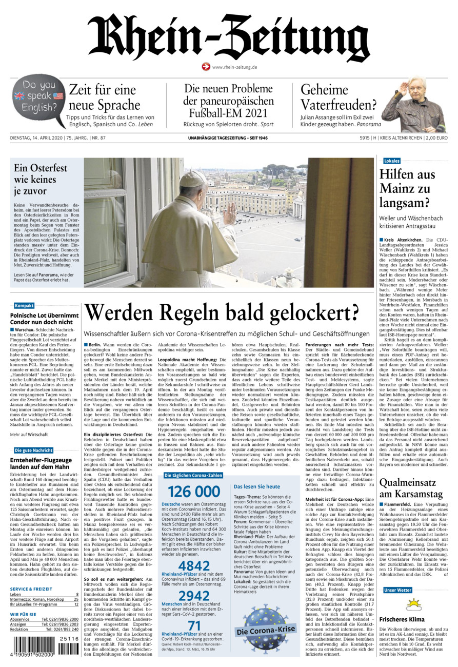 Rhein-Zeitung Kreis Altenkirchen vom Dienstag, 14.04.2020