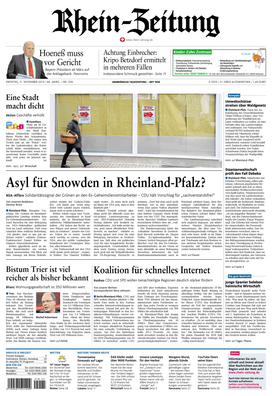 Rhein-Zeitung Kreis Altenkirchen vom Dienstag, 05.11.2013