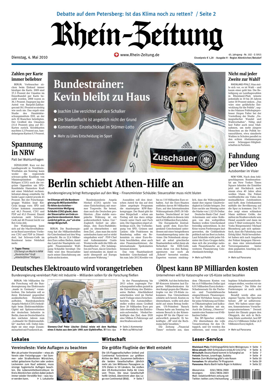 Rhein-Zeitung Kreis Altenkirchen vom Dienstag, 04.05.2010