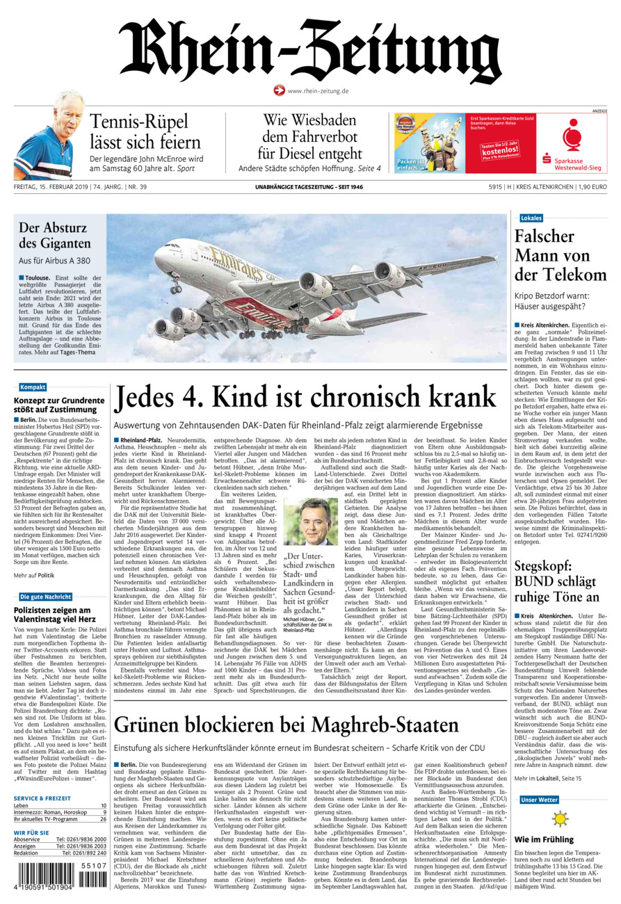 Rhein-Zeitung Kreis Altenkirchen vom Freitag, 15.02.2019