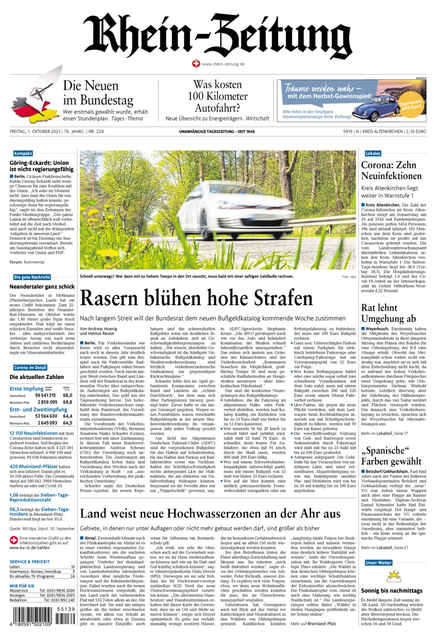 Rhein-Zeitung Kreis Altenkirchen vom Freitag, 01.10.2021