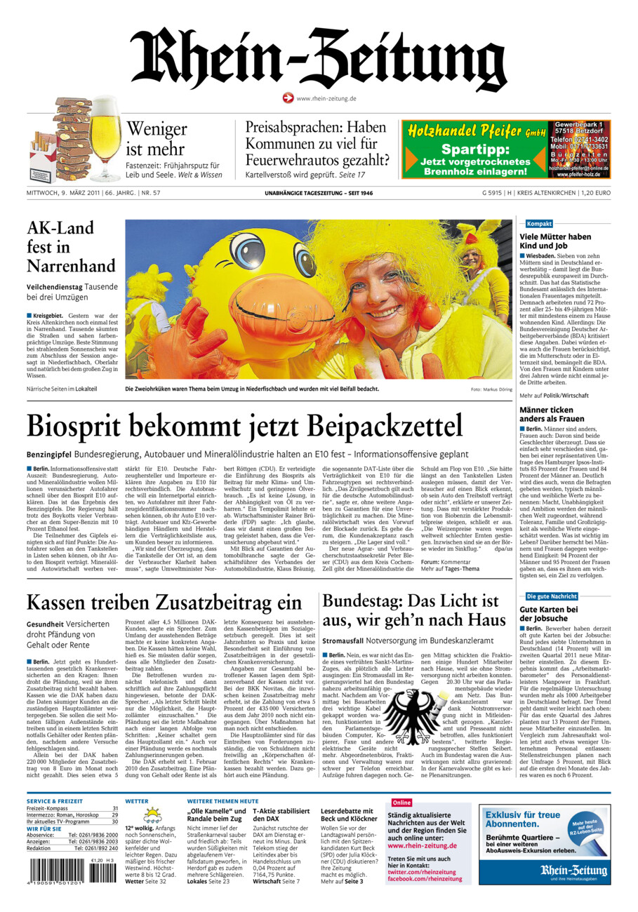 Rhein-Zeitung Kreis Altenkirchen vom Mittwoch, 09.03.2011