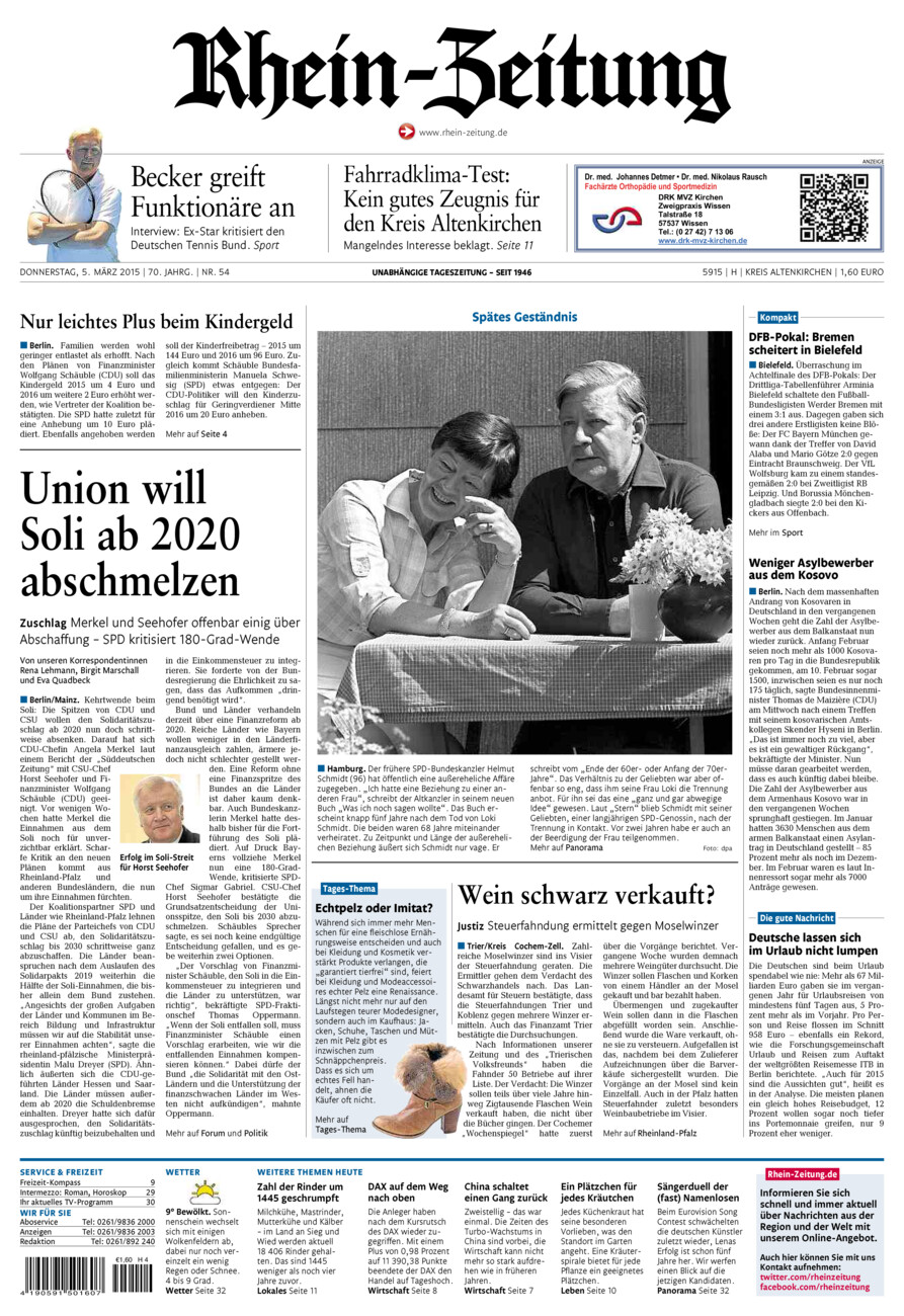 Rhein-Zeitung Kreis Altenkirchen vom Donnerstag, 05.03.2015