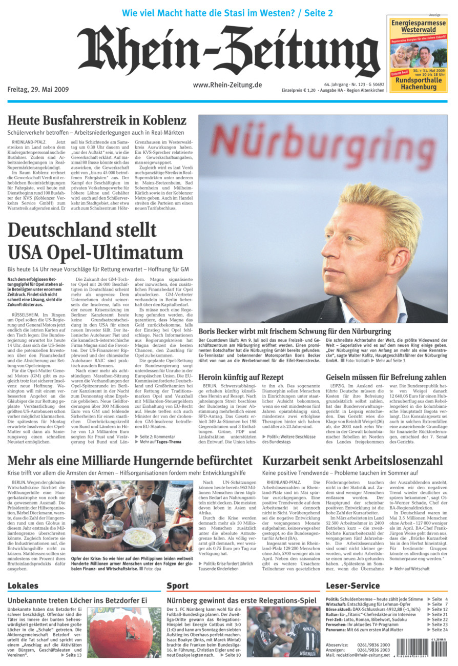 Rhein-Zeitung Kreis Altenkirchen vom Freitag, 29.05.2009