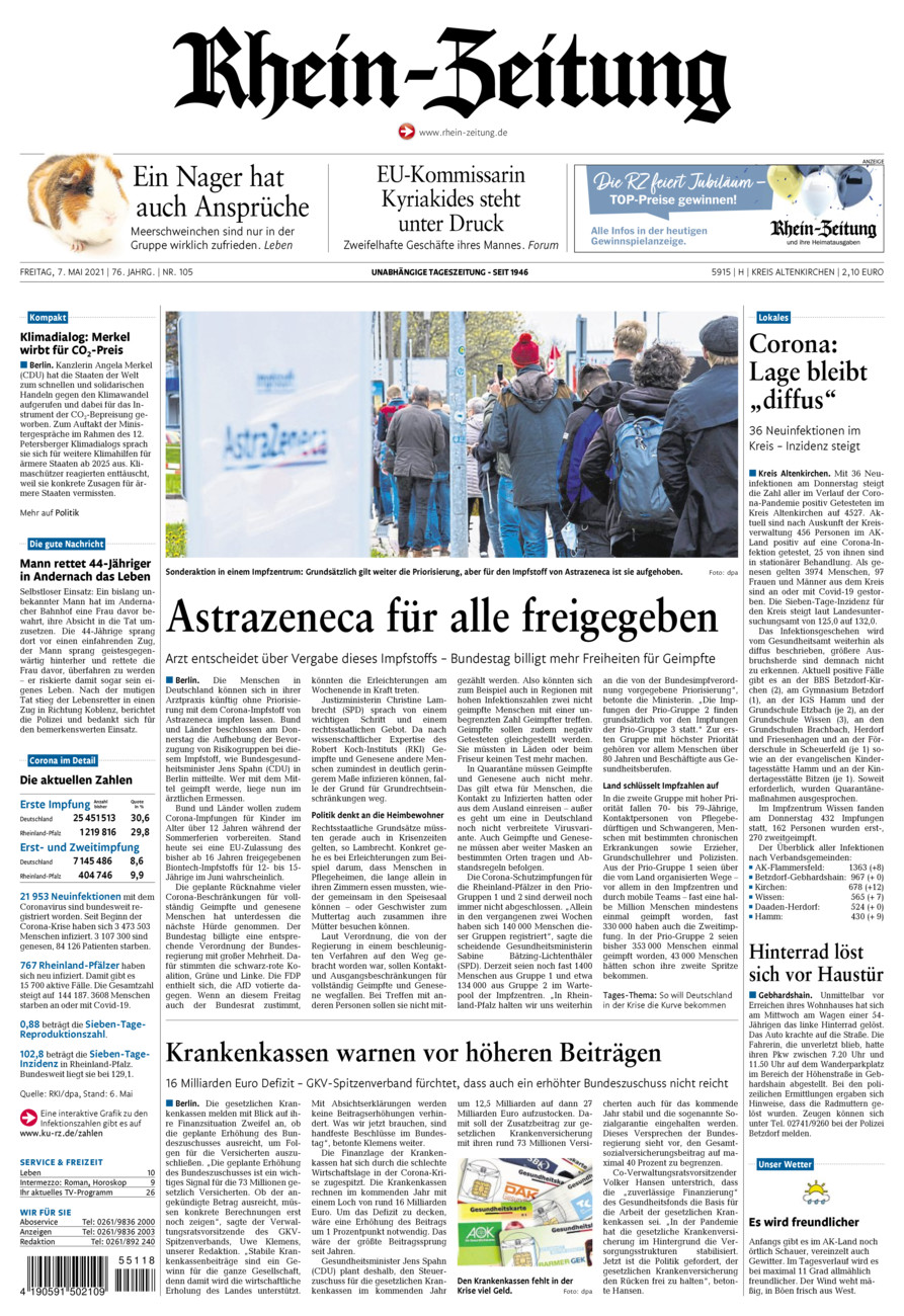 Rhein-Zeitung Kreis Altenkirchen vom Freitag, 07.05.2021