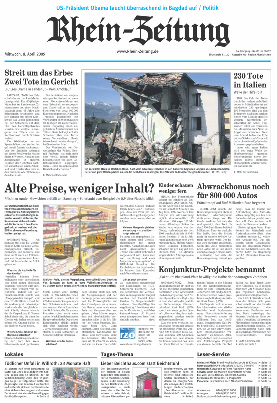 Rhein-Zeitung Kreis Altenkirchen vom Mittwoch, 08.04.2009