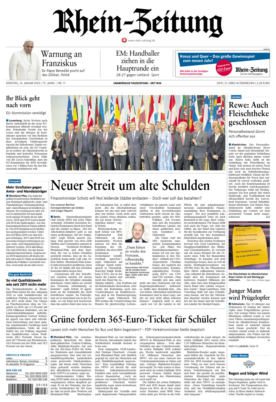 Rhein-Zeitung Kreis Altenkirchen vom Dienstag, 14.01.2020