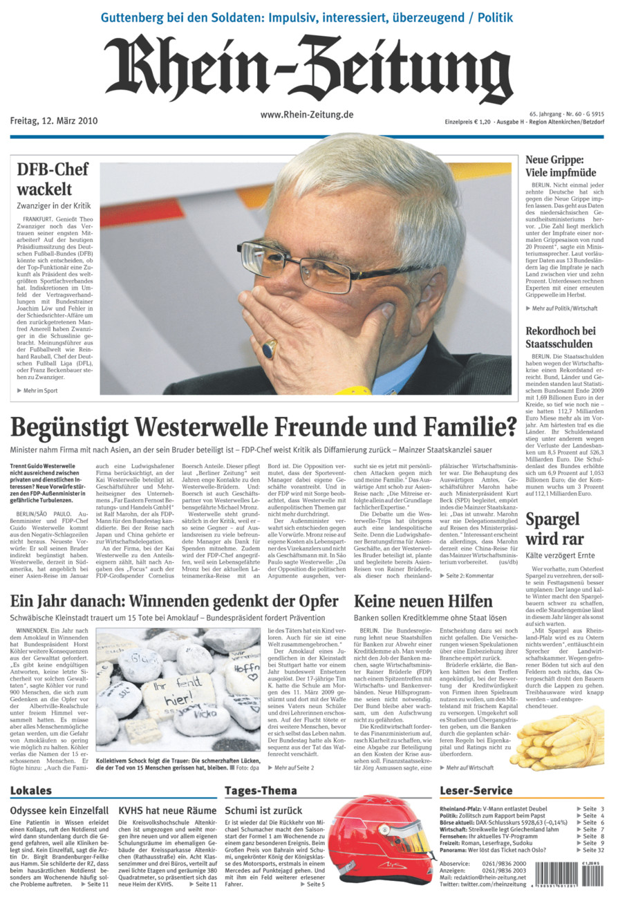 Rhein-Zeitung Kreis Altenkirchen vom Freitag, 12.03.2010