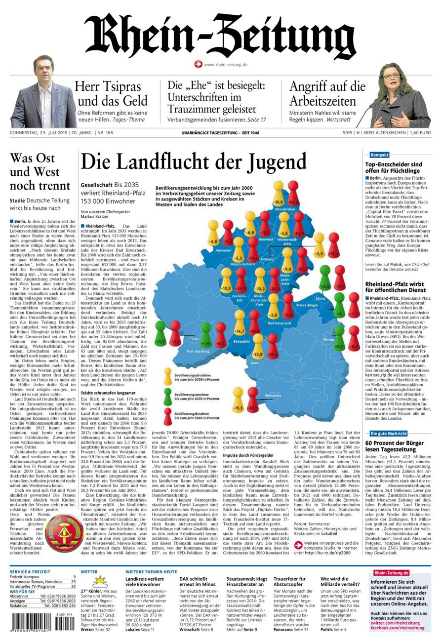 Rhein-Zeitung Kreis Altenkirchen vom Donnerstag, 23.07.2015