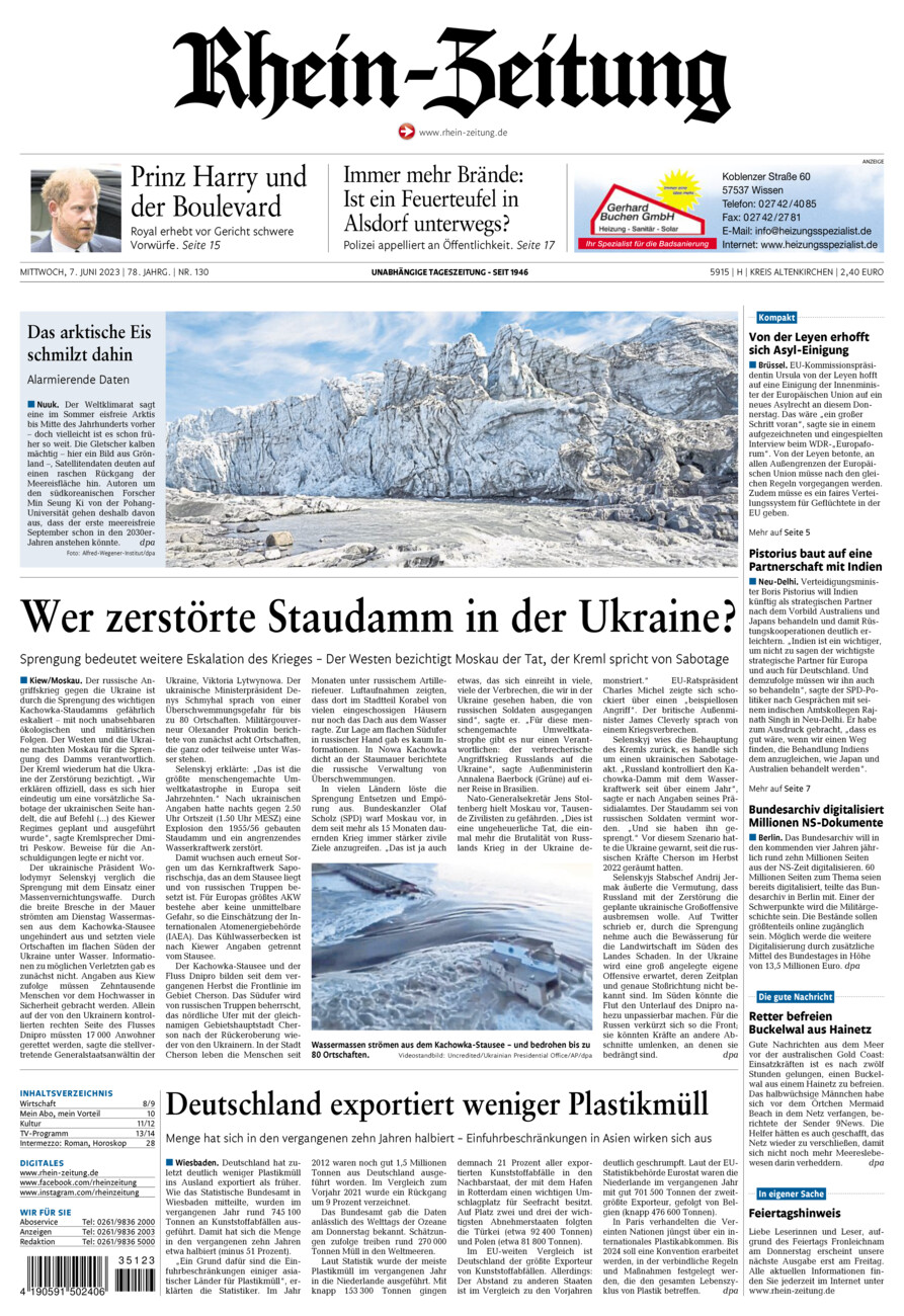Rhein-Zeitung Kreis Altenkirchen vom Mittwoch, 07.06.2023