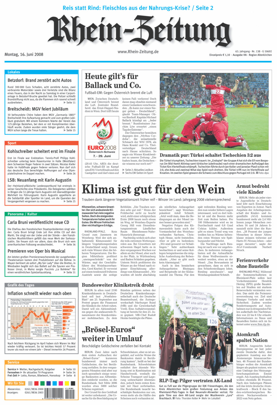 Rhein-Zeitung Kreis Altenkirchen vom Montag, 16.06.2008
