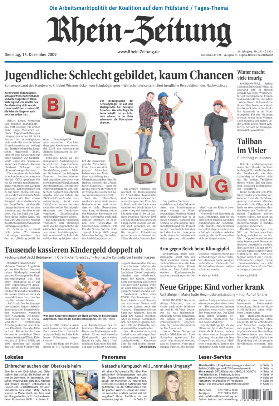 Rhein-Zeitung Kreis Altenkirchen vom Dienstag, 15.12.2009