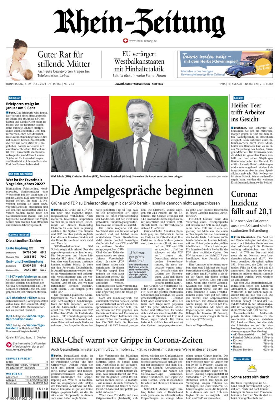 Rhein-Zeitung Kreis Altenkirchen vom Donnerstag, 07.10.2021
