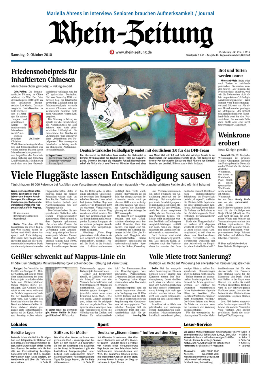 Rhein-Zeitung Kreis Altenkirchen vom Samstag, 09.10.2010