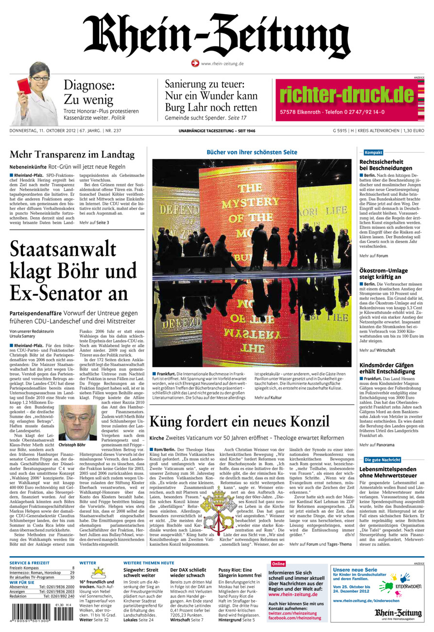 Rhein-Zeitung Kreis Altenkirchen vom Donnerstag, 11.10.2012