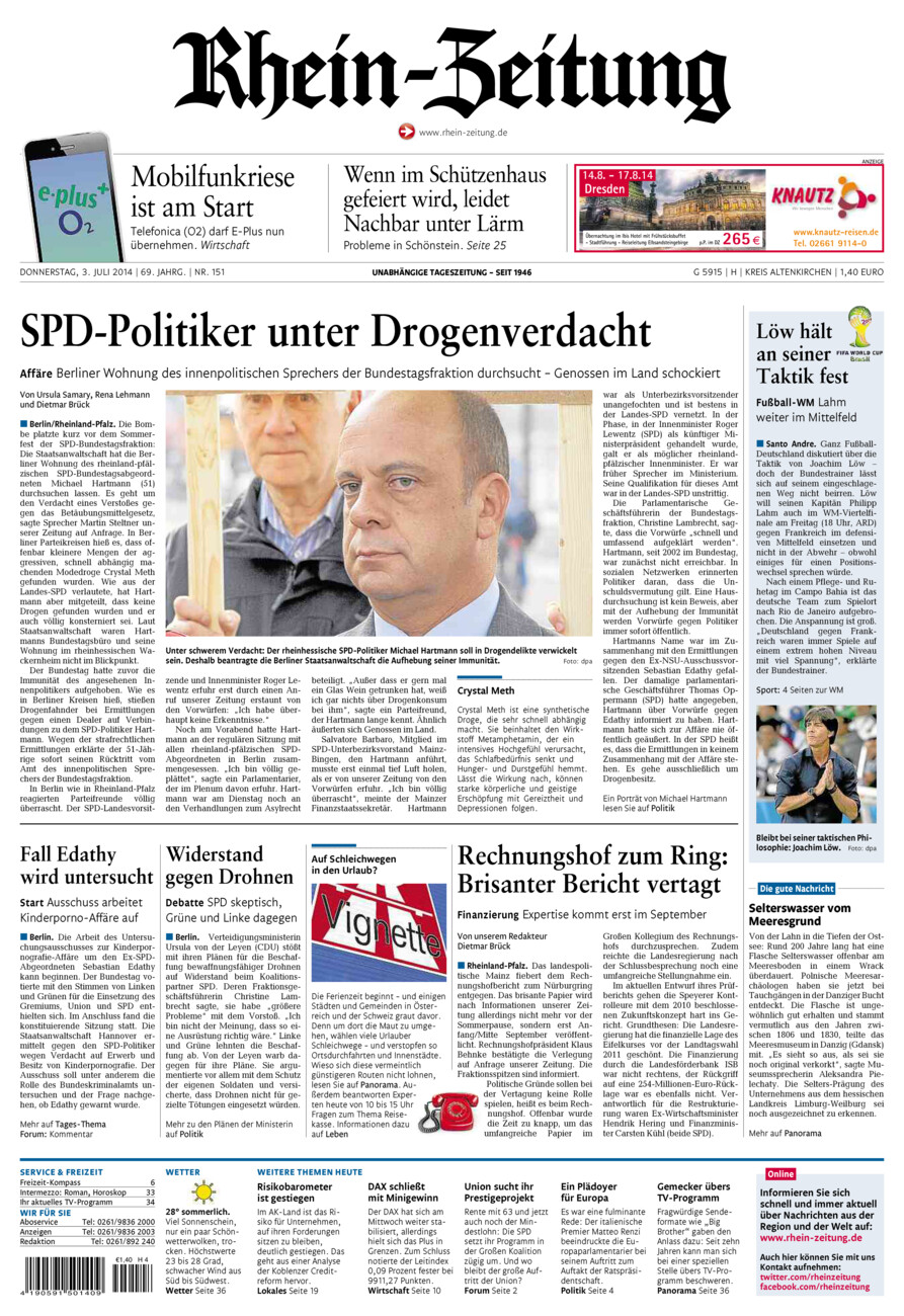 Rhein-Zeitung Kreis Altenkirchen vom Donnerstag, 03.07.2014