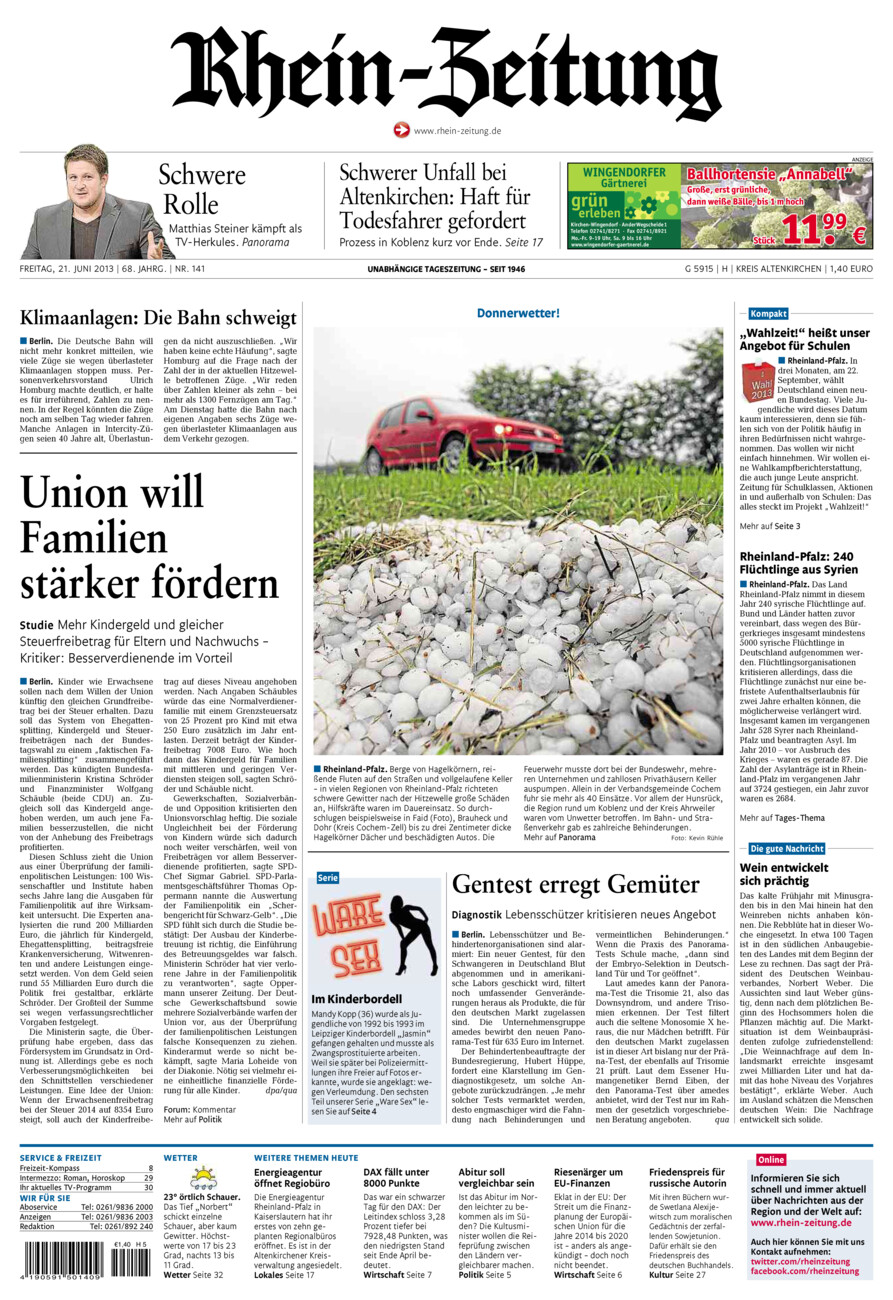 Rhein-Zeitung Kreis Altenkirchen vom Freitag, 21.06.2013