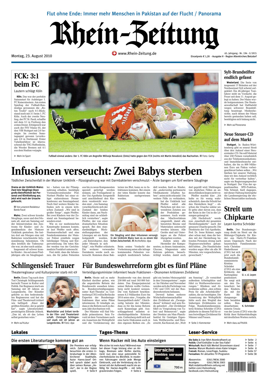 Rhein-Zeitung Kreis Altenkirchen vom Montag, 23.08.2010