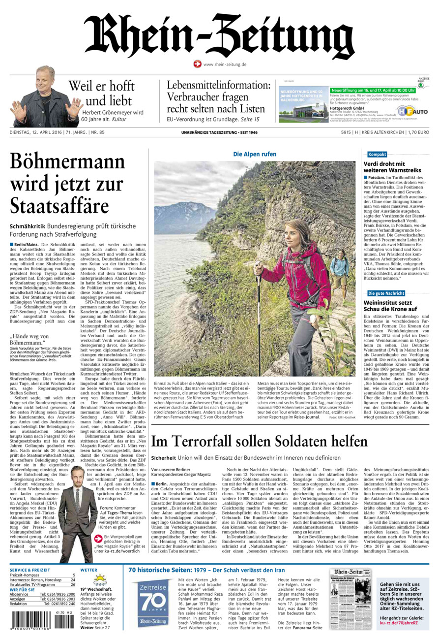 Rhein-Zeitung Kreis Altenkirchen vom Dienstag, 12.04.2016
