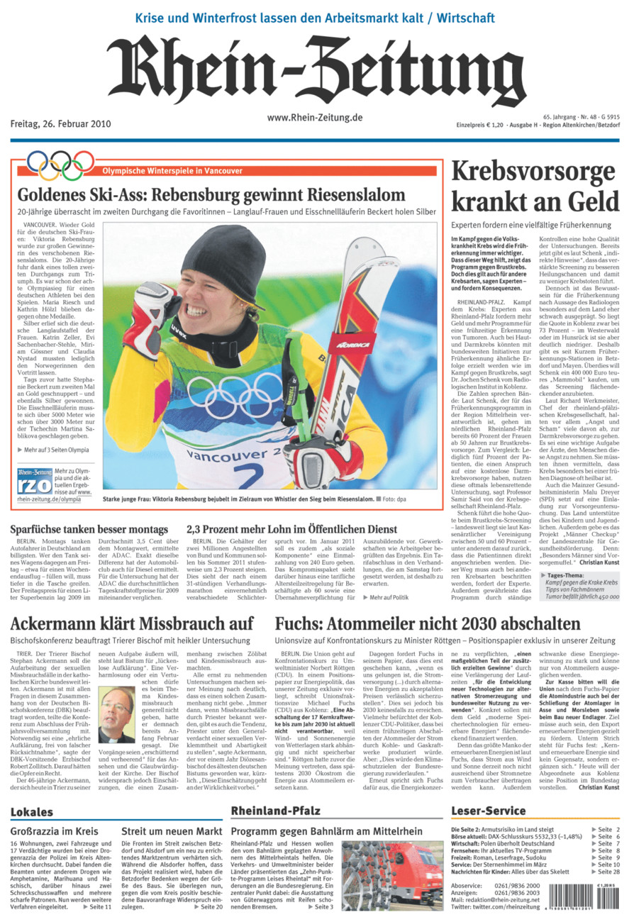 Rhein-Zeitung Kreis Altenkirchen vom Freitag, 26.02.2010