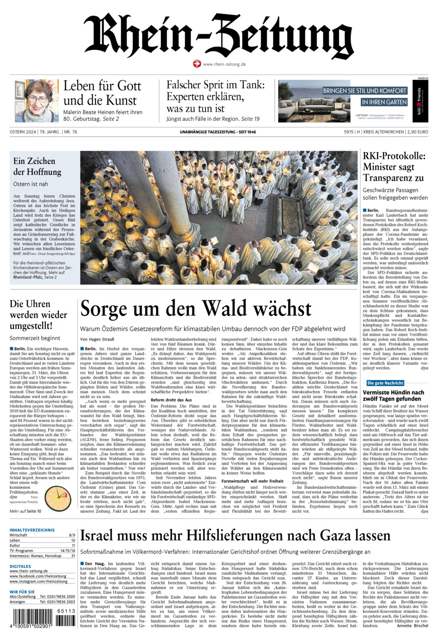 Rhein-Zeitung Kreis Altenkirchen vom Samstag, 30.03.2024