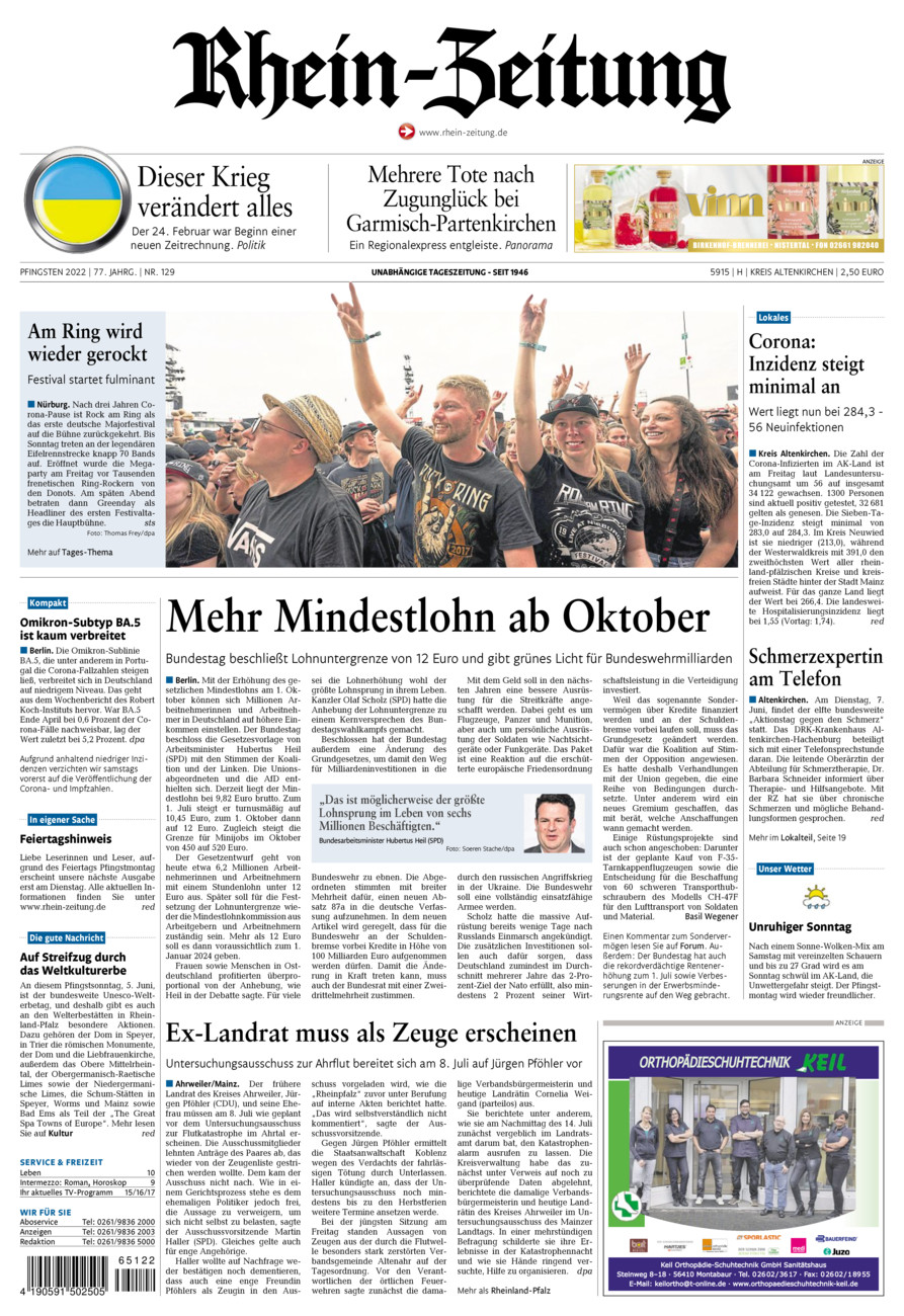 Rhein-Zeitung Kreis Altenkirchen vom Samstag, 04.06.2022