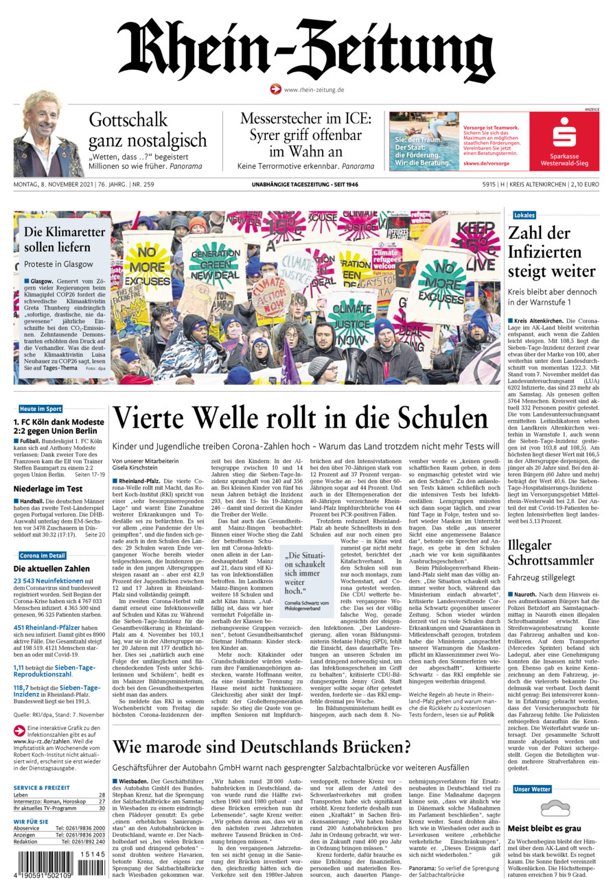 Rhein-Zeitung Kreis Altenkirchen vom Montag, 08.11.2021