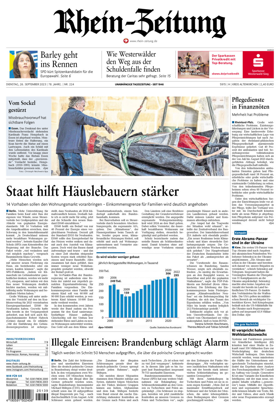 Rhein-Zeitung Kreis Altenkirchen vom Dienstag, 26.09.2023