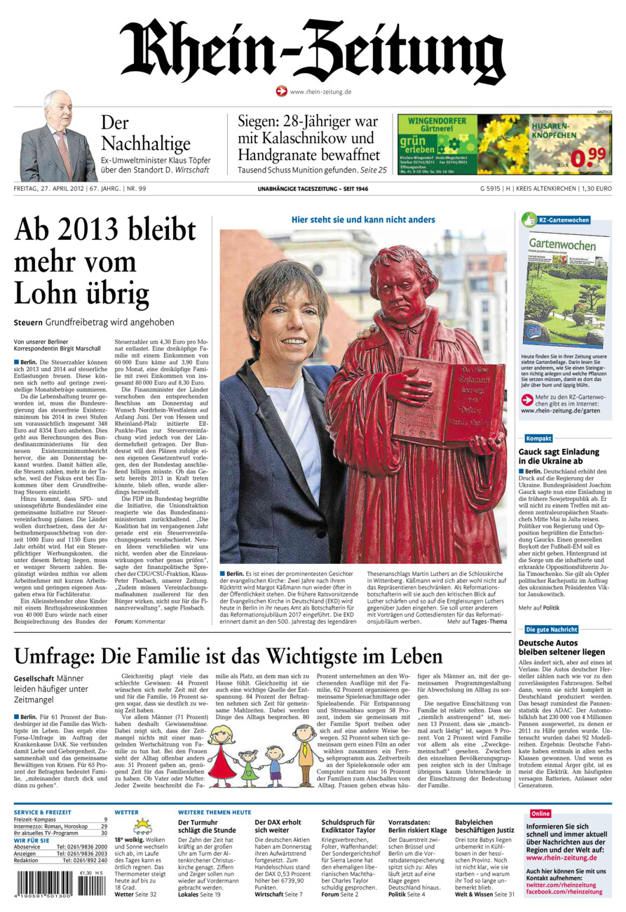 Rhein-Zeitung Kreis Altenkirchen vom Freitag, 27.04.2012
