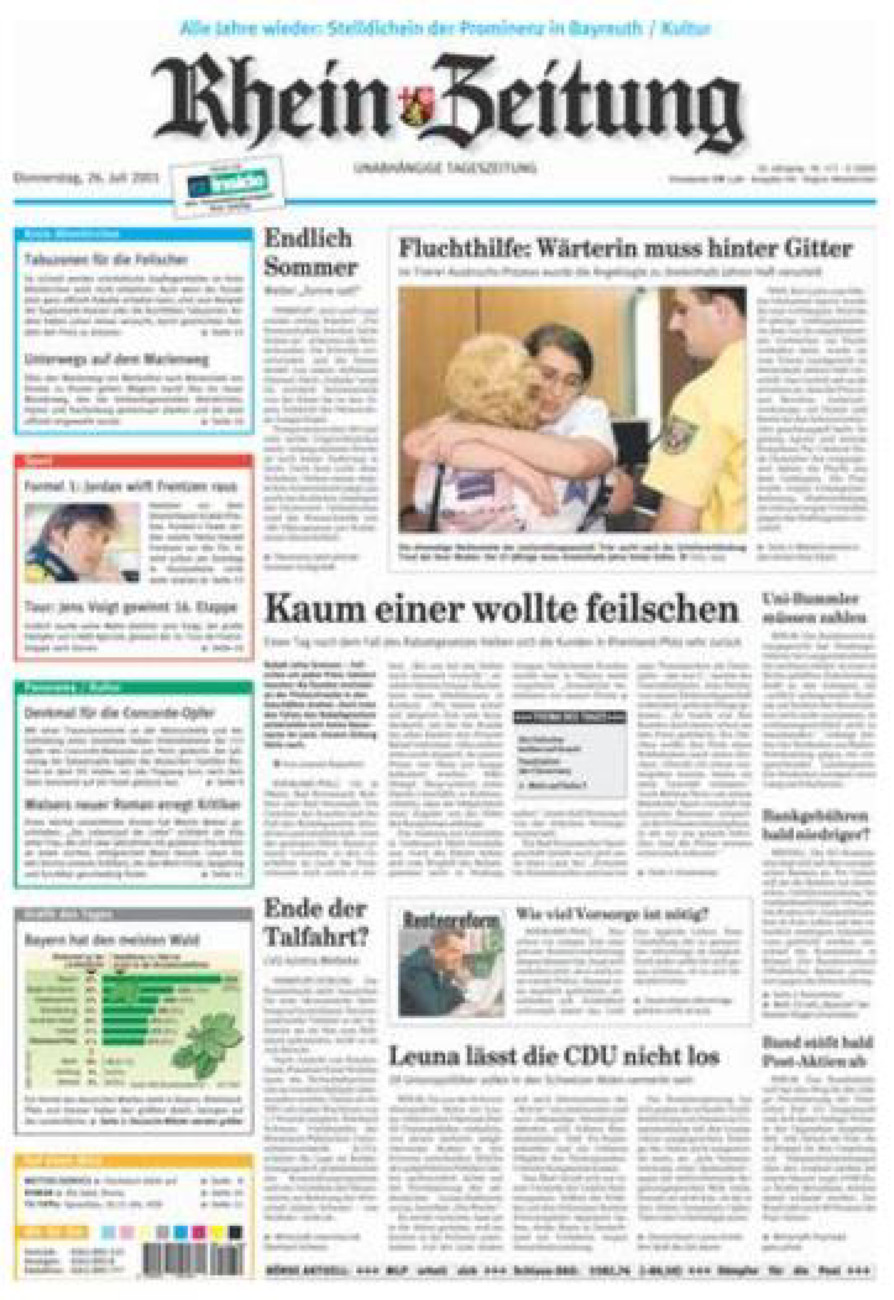 Rhein-Zeitung Kreis Altenkirchen vom Donnerstag, 26.07.2001