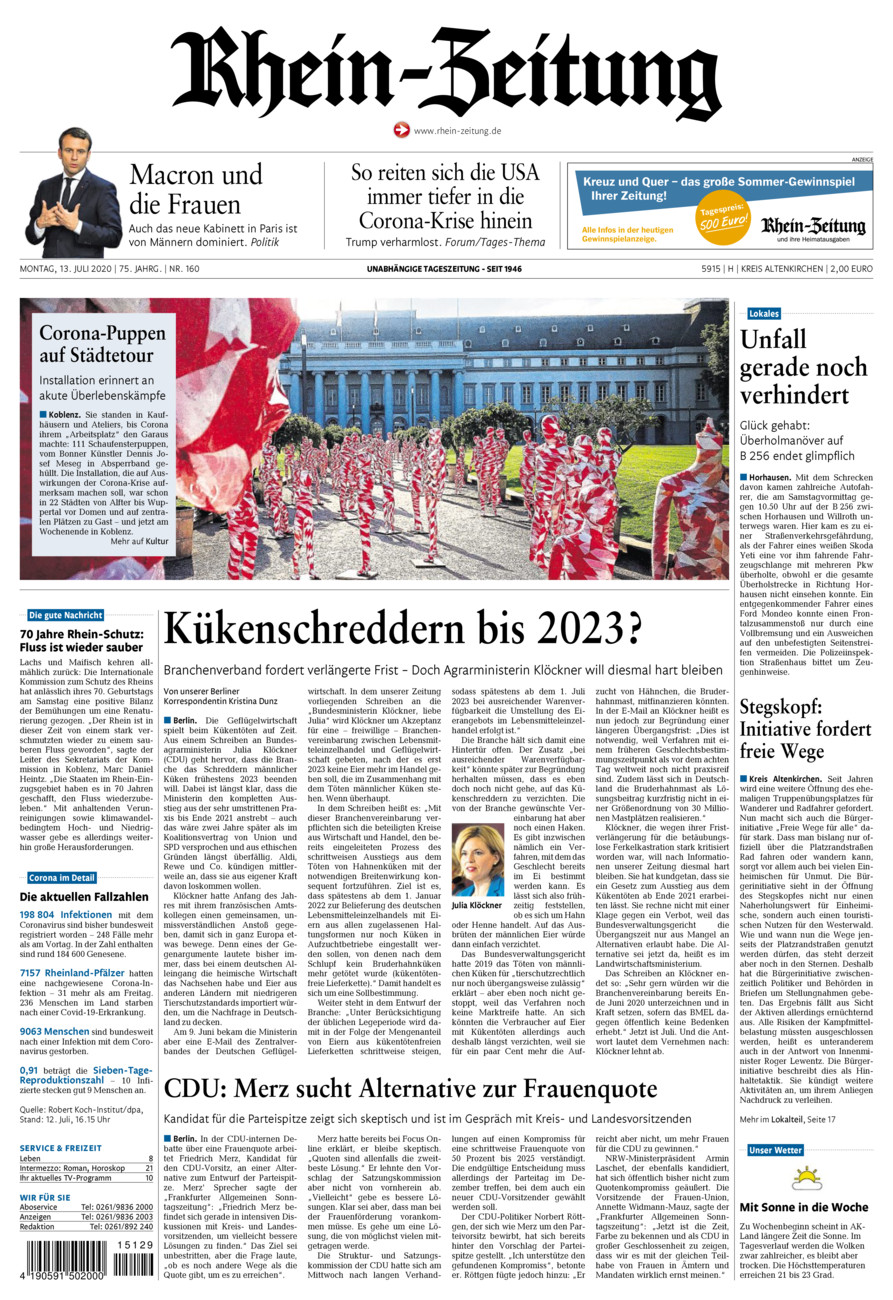 Rhein-Zeitung Kreis Altenkirchen vom Montag, 13.07.2020